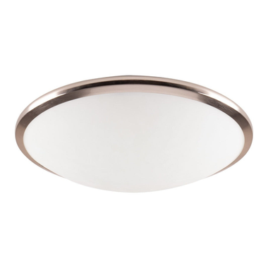 Lummax LM-098-40 - 2xE27 40cm Round Ceiling Light IP20 Satin Chrome Trim / Opal Glass