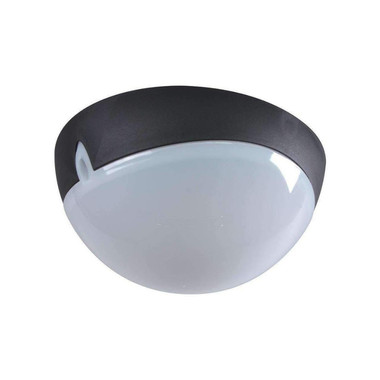 Domus POLYDOME-250 - 250mm Round Polycarbonate Exterior Ceiling Light - Black