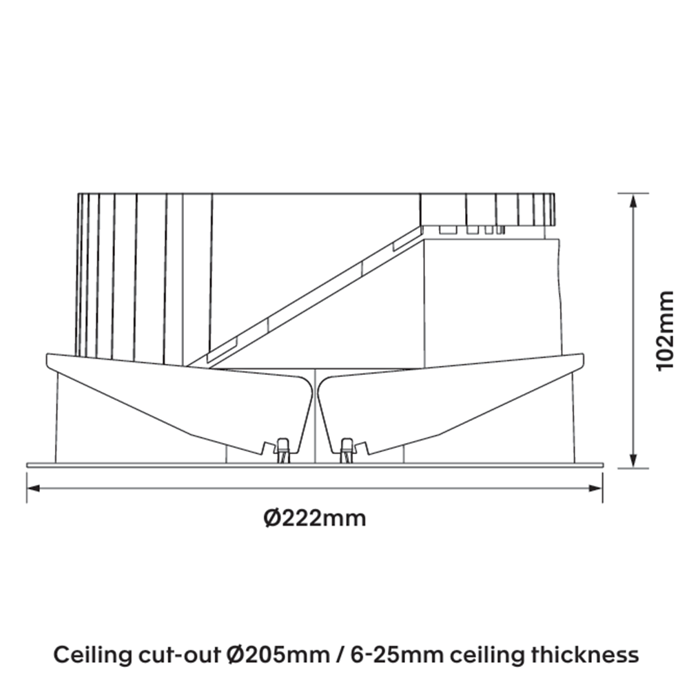 CoLab ARIO-F205L - 38W LED Single Colour Fixed Commercial Deepset Low Heat Sink Downlight IP44 - 3000K