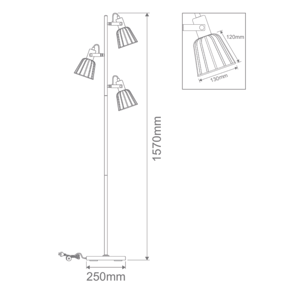 Domus ASHLEY-3FL - 3 Light Floor Lamp