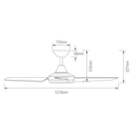 Domus AXIS-48-LIGHT - 3 Blade 48" 1220mm DC Ceiling Fan with Switchable CCT LED Light