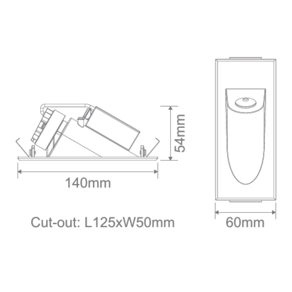Domus CAMINO-RECT - 3W LED Tri-Colour Dimmable Rectangle Recessed Steplight 240V IP54