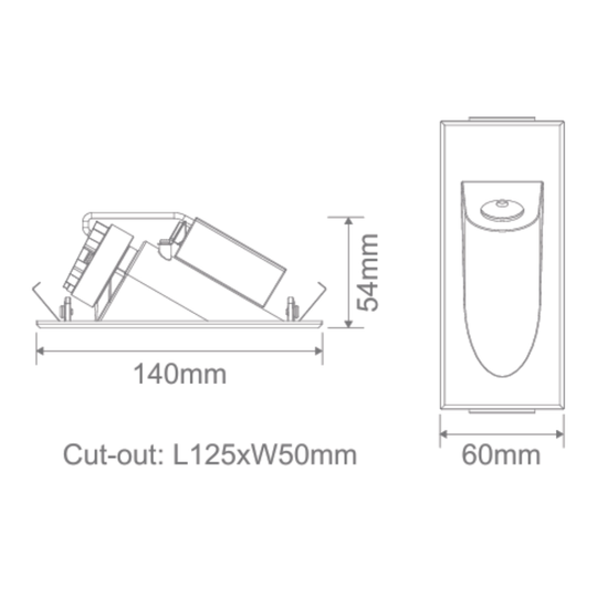 Domus CAMINO-RECT - 3W LED Tri-Colour Dimmable Rectangle Recessed Steplight 240V IP54