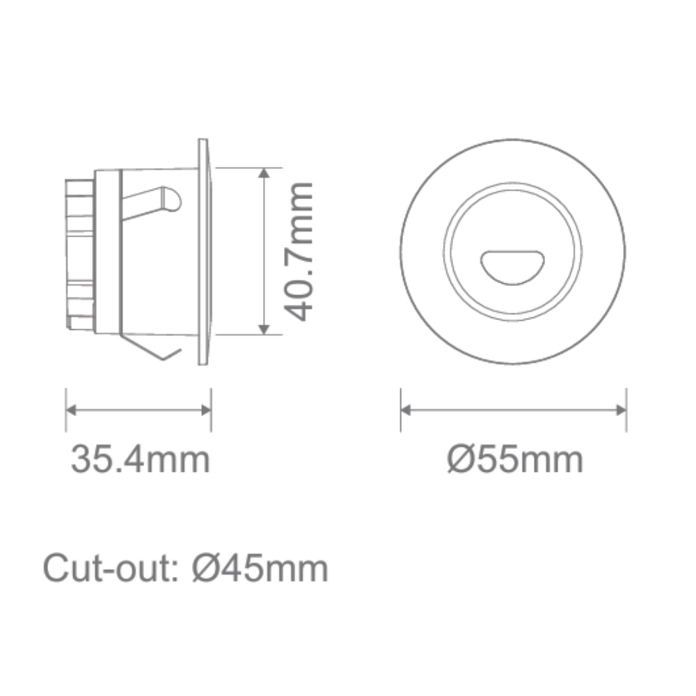 Domus CAMINO-ROUND-ASY - 3W LED Tri-Colour Dimmable Round Recessed Steplight IP54 - Black