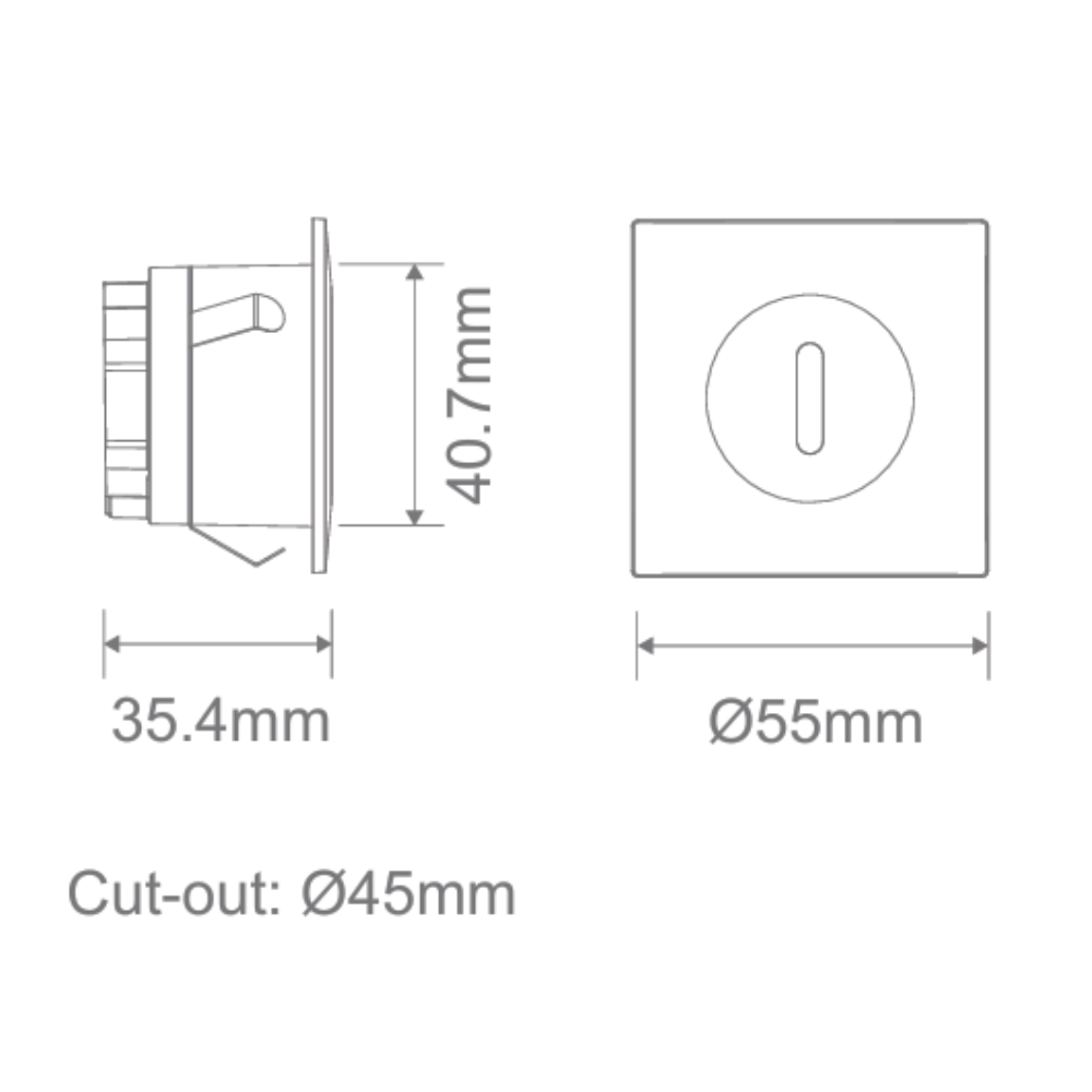 Domus CAMINO-SQR-SLOT - 3W LED Tri-Colour Dimmable Square Recessed Steplight 240V IP54