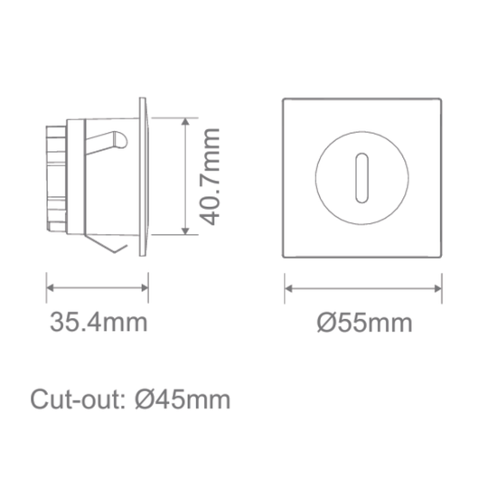Domus CAMINO-SQR-SLOT - 3W LED Tri-Colour Dimmable Square Recessed Steplight 240V IP54