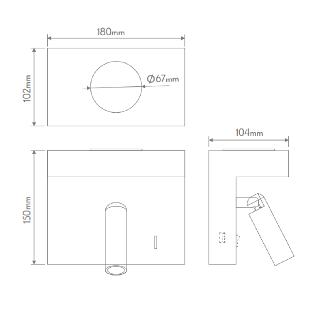 Domus CHARGE-01 - 2W 240V LED Interior Wall Light IP20
