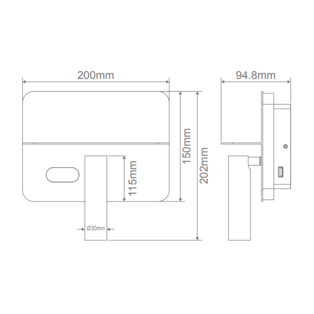 Domus CHARGE-02 - 4.5W 240V LED Interior Wall Light IP40 - 3000K - White