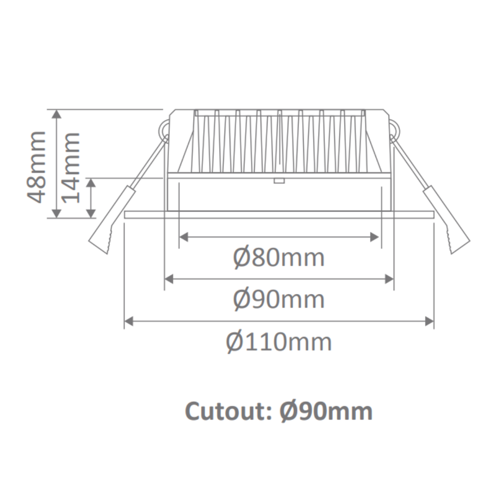 Domus DECO-13-ALT - 13W LED Tri-Colour Dimmable Deep Face Downlight IP44