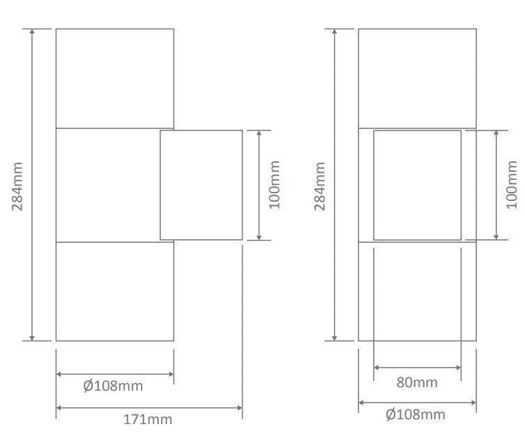 Domus PIPER-2 - Large Round or Square Up/Down Exterior Wall Light IP65-Domus Lighting-Ozlighting.com.au