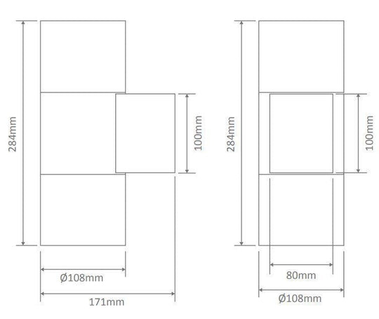 Domus PIPER-2 - Large Round or Square Up/Down Exterior Wall Light IP65-Domus Lighting-Ozlighting.com.au