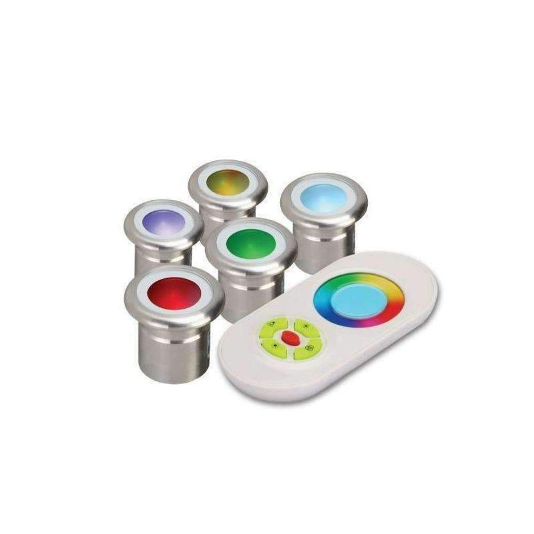 Domus VIVID-5PK-RGB - Five Pack LED Deck Light IP67 Plug'n'Play DIY Kit S/Steel - RGB-Domus Lighting