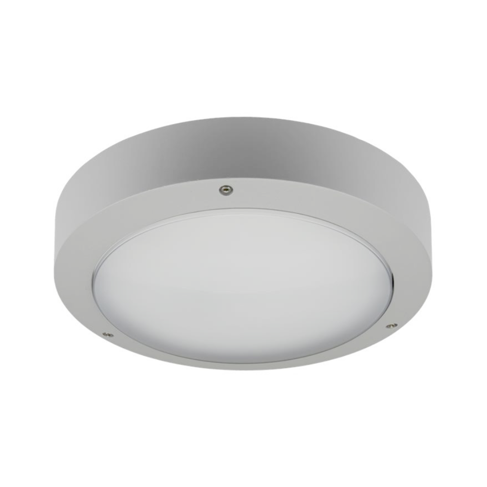 CoLab ENVIRO-LITE-360-SEN - 17W LED Round Exterior Plain Fascia Commercial Wall/Ceiling Light With Motion Sensor Silver IP65