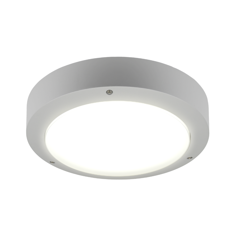 CoLab ENVIRO-LITE-360-SEN - 17W LED Round Exterior Plain Fascia Commercial Wall/Ceiling Light With Motion Sensor Silver IP65