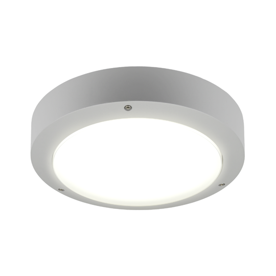CoLab ENVIRO-LITE-360-SEN - 17W LED Round Exterior Plain Fascia Commercial Wall/Ceiling Light With Motion Sensor Silver IP65