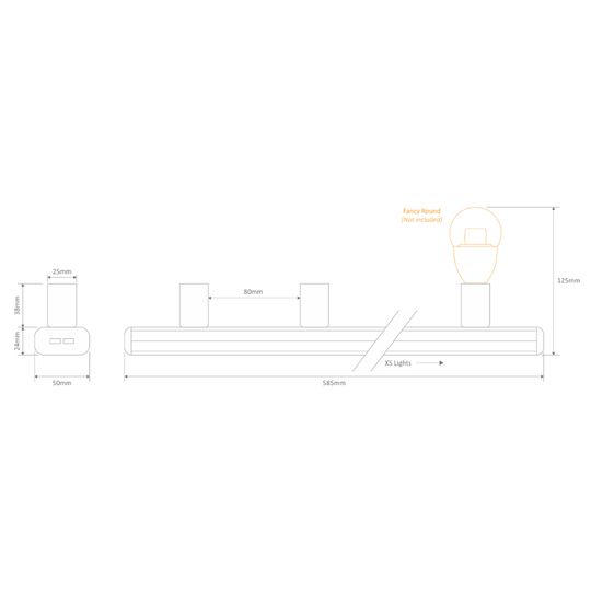 Domus HL-804-5 - 240V 5 Bulb Hollywood Vanity Light - 55cm