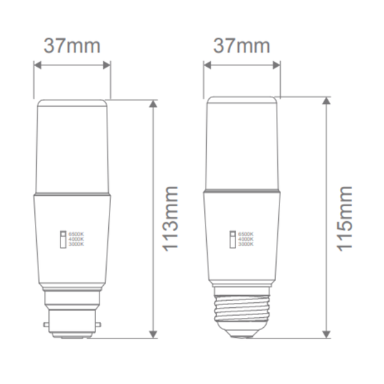 Domus KEY-T40 - 8W LED Tri-Colour Dimmable Tubular T40 Frosted Globe - B22
