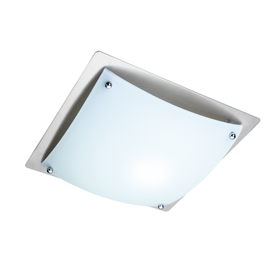 Lummax LM-018-30SCH - 1xE27 30cm Square Double Glass Ceiling Light IP20 - Satin Chrome Base