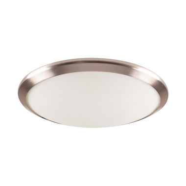 Lummax LM-098-30 - 1xE27 30cm Round Ceiling Light IP20 Satin Chrome Trim / Opal Glass