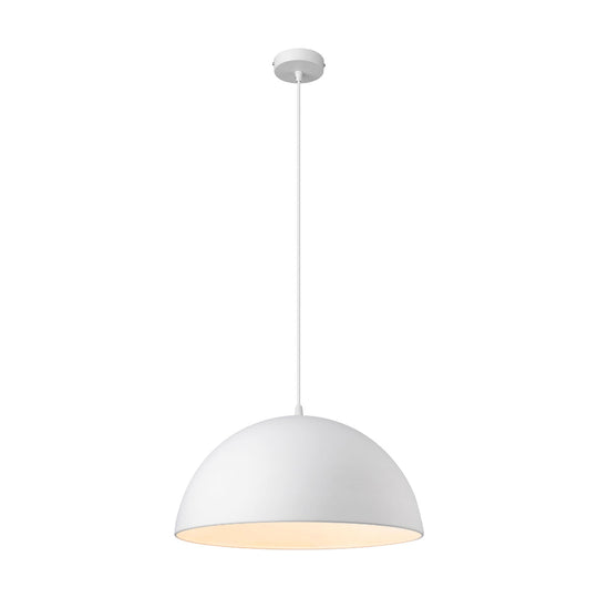 Domus LUNA-400 - Large 400mm 1 Light Metal Dome Pendant White
