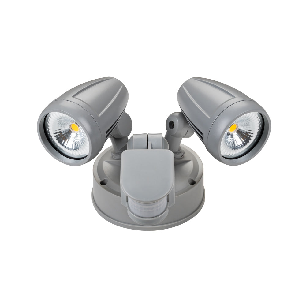 Lummax EXWB826S - 26W LED Single Colour Twin Head Exterior Spotlight With Sensor IP44 - 3000K