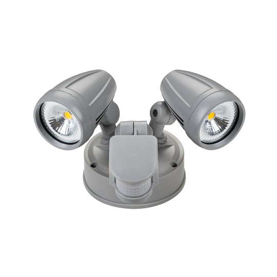 Lummax EXWB826S - 26W LED Single Colour Twin Head Exterior Spotlight With Sensor IP44 - 3000K