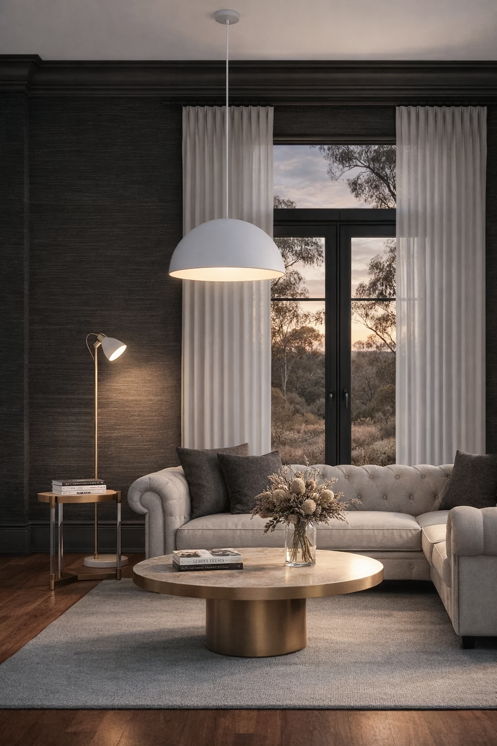 Domus LUNA-400 - Large 400mm 1 Light Metal Dome Pendant White