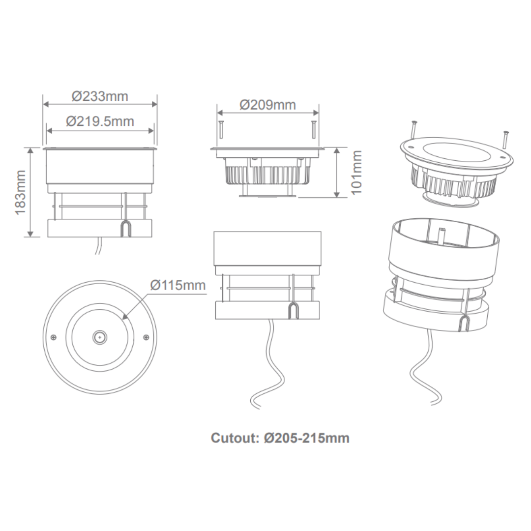 Domus MAGNETO-18-45D 18W 24V DC Magnetic Induction LED Inground Light IP67 - DRIVER REQUIRED