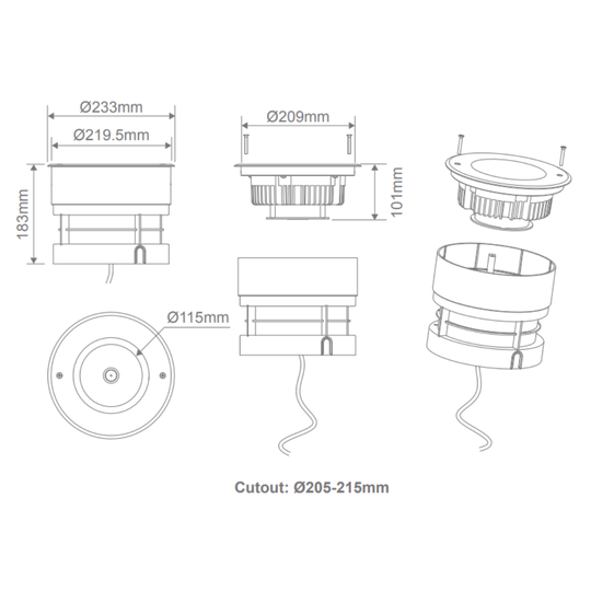 Domus MAGNETO-18-45D 18W 24V DC Magnetic Induction LED Inground Light IP67 - DRIVER REQUIRED