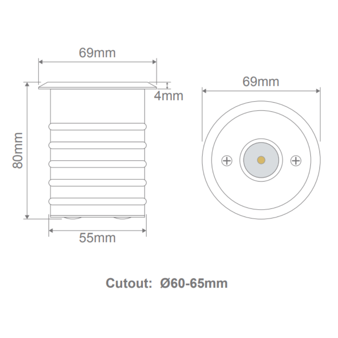 Domus MAGNETO-3 3W 24V DC Magnetic Induction LED Inground Light IP67 - DRIVER REQUIRED