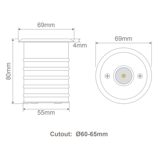 Domus MAGNETO-3 3W 24V DC Magnetic Induction LED Inground Light IP67 - DRIVER REQUIRED