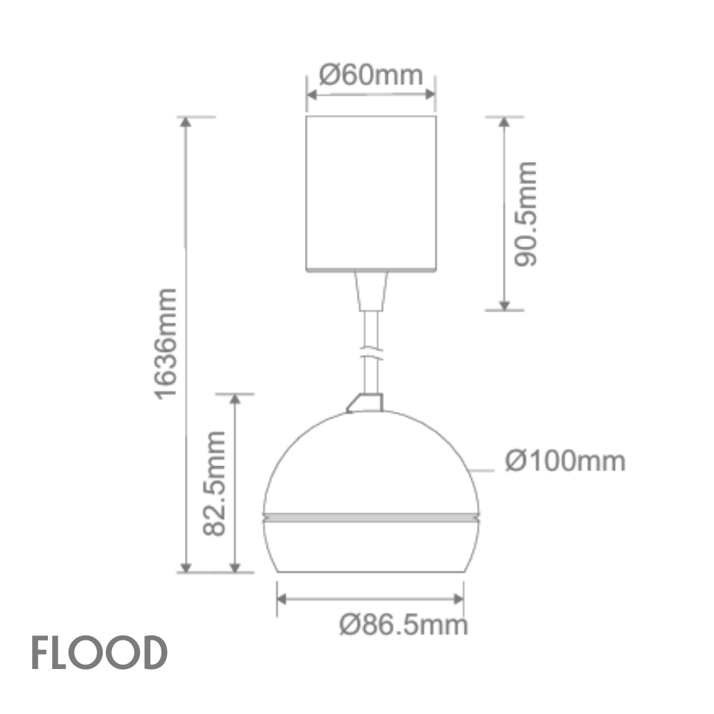 Domus MOON-PDT-FLOOD - 6/9W LED Power Tri-Colour Switchable Dimmable Pendant