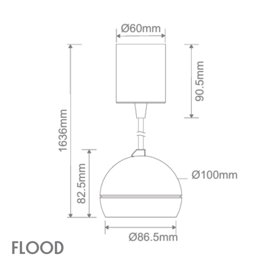 Domus MOON-PDT-FLOOD - 6/9W LED Power Tri-Colour Switchable Dimmable Pendant