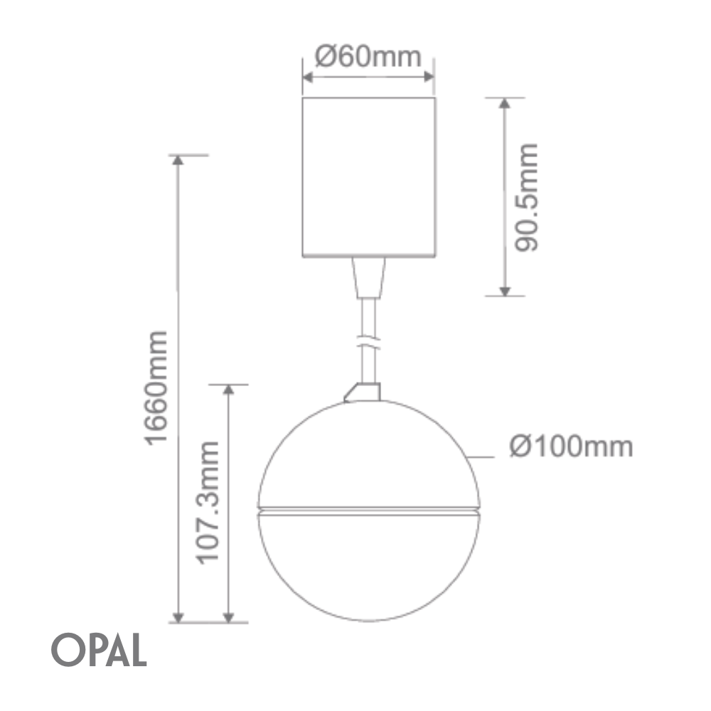 Domus MOON-PDT-OPAL - 6/9W LED Power Tri-Colour Switchable Dimmable Pendant