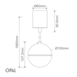 Domus MOON-PDT-OPAL - 6/9W LED Power Tri-Colour Switchable Dimmable Pendant