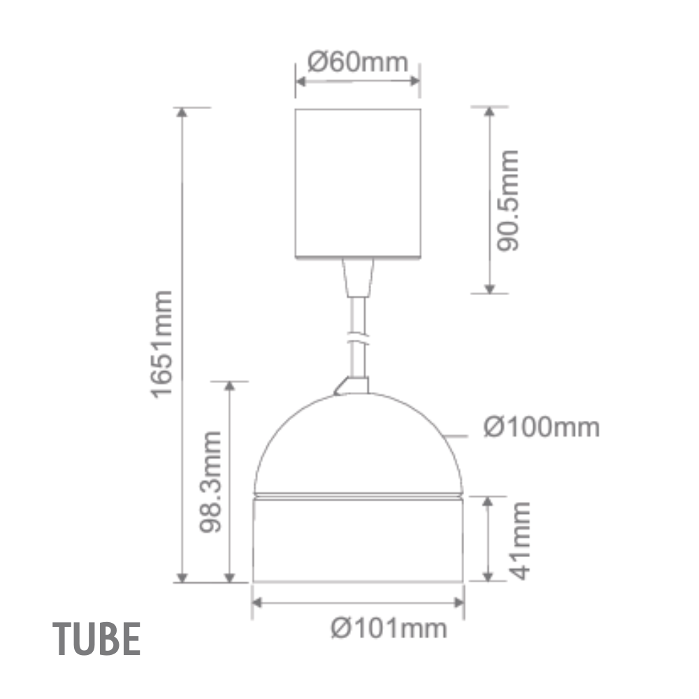 Domus MOON-PDT-TUBE - 6/9W LED Power Tri-Colour Switchable Dimmable Pendant