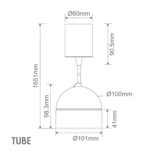 Domus MOON-PDT-TUBE - 6/9W LED Power Tri-Colour Switchable Dimmable Pendant