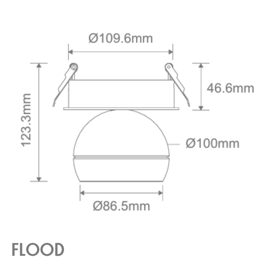 Domus MOON-REC-FLOOD - 6/9W LED Power Tri-Colour Switchable Dimmable Semi-Recessed Downlight