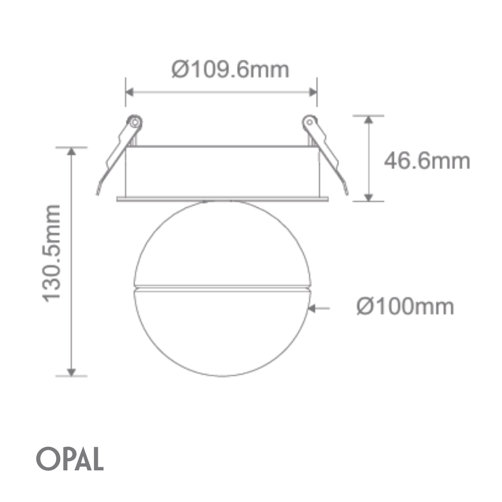 Domus MOON-REC-OPAL - 6/9W LED Power Tri-Colour Switchable Dimmable Semi-Recessed Downlight