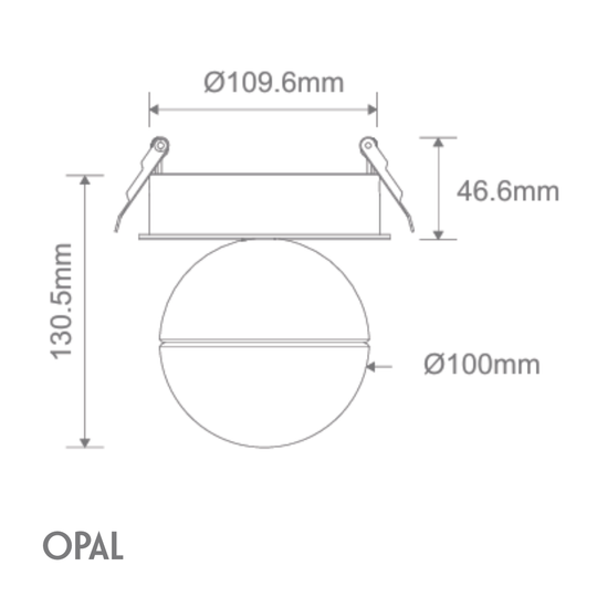 Domus MOON-REC-OPAL - 6/9W LED Power Tri-Colour Switchable Dimmable Semi-Recessed Downlight