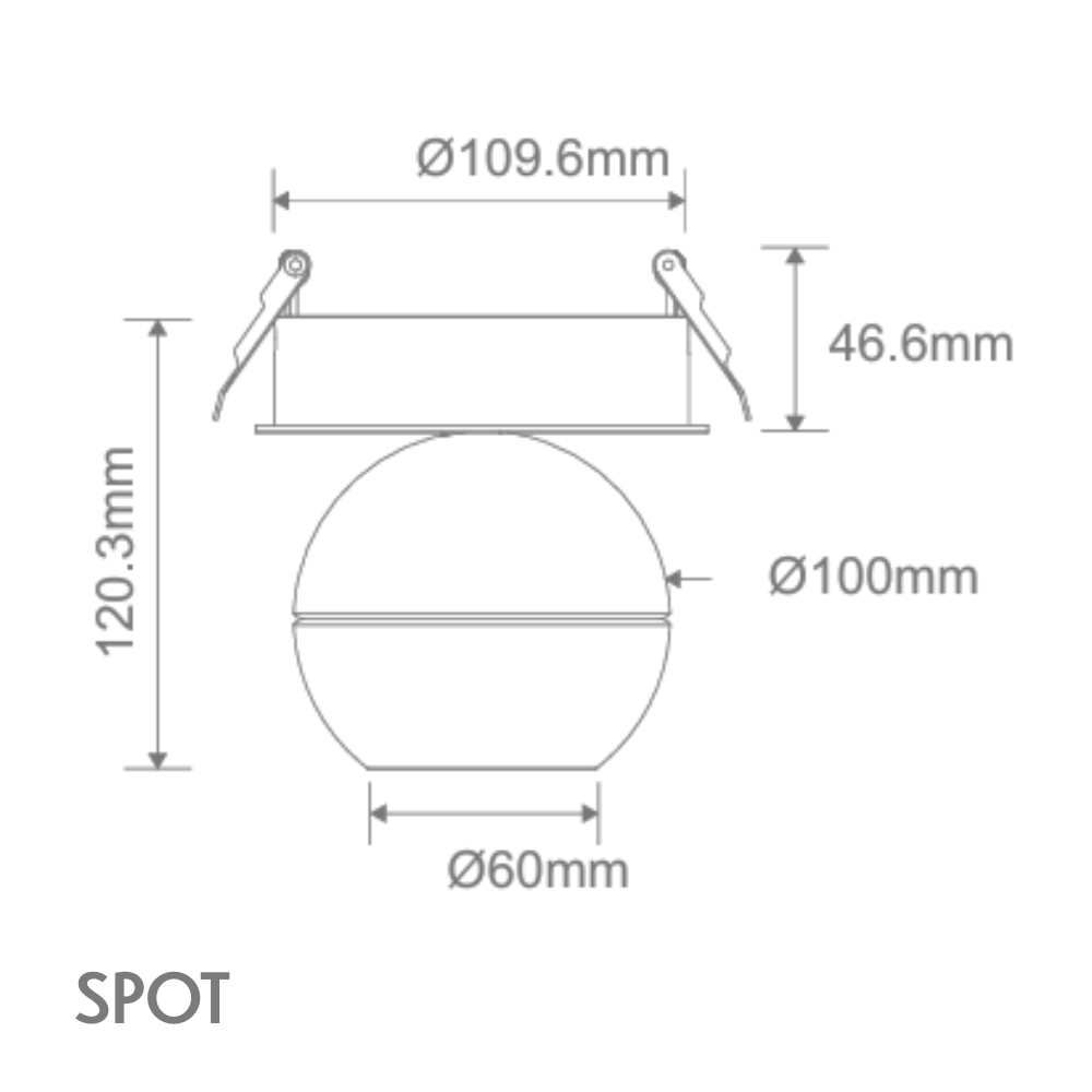 Domus MOON-REC-SPOT - 6/9W LED Power Tri-Colour Switchable Dimmable Semi-Recessed Downlight