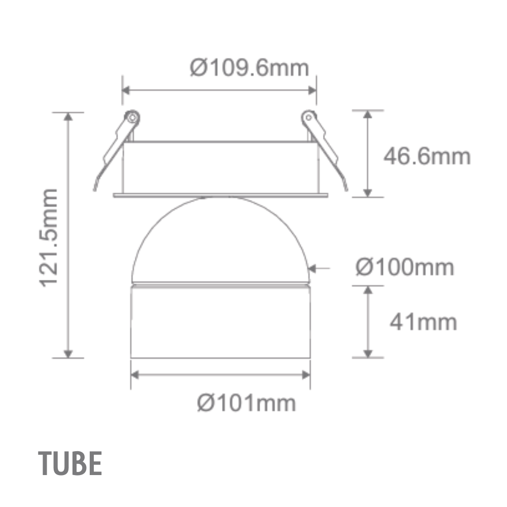 Domus MOON-REC-TUBE - 6/9W LED Power Tri-Colour Switchable Dimmable Semi-Recessed Downlight