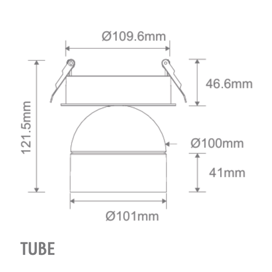 Domus MOON-REC-TUBE - 6/9W LED Power Tri-Colour Switchable Dimmable Semi-Recessed Downlight