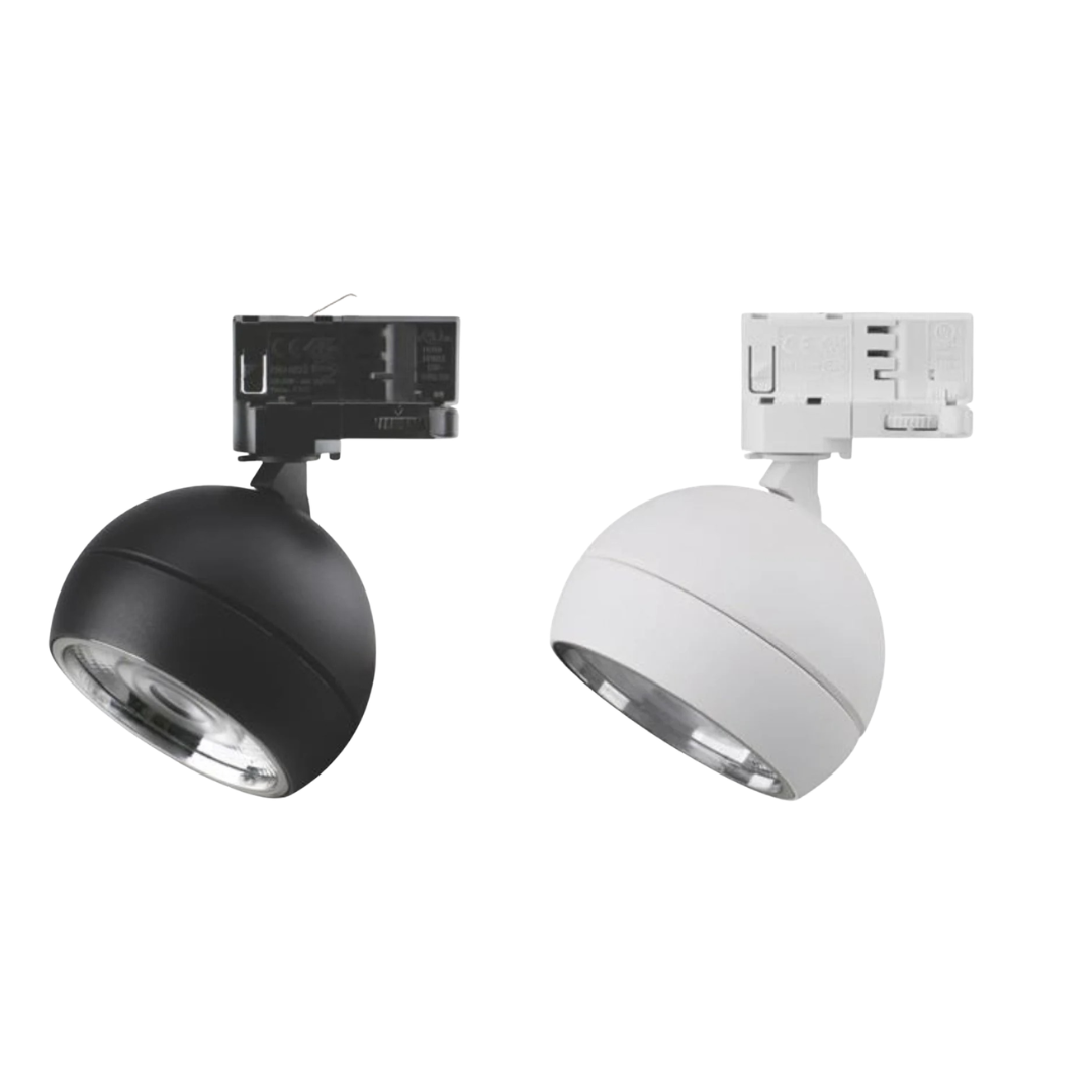 Domus MOON-TRK-FLOOD - 6/9W LED 3-Circuit Power Tri-Colour Switchable Dimmable Adjustable Track Mounted Head Spot Light - Black