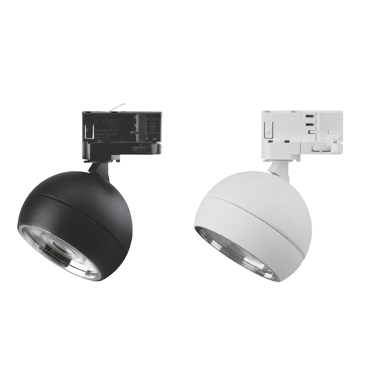 Domus MOON-TRK-FLOOD - 6/9W LED 3-Circuit Power Tri-Colour Switchable Dimmable Adjustable Track Mounted Head Spot Light - Black