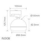 Domus MOON-TRK-FLOOD - 6/9W LED 3-Circuit Power Tri-Colour Switchable Dimmable Adjustable Track Mounted Head Spot Light - Black