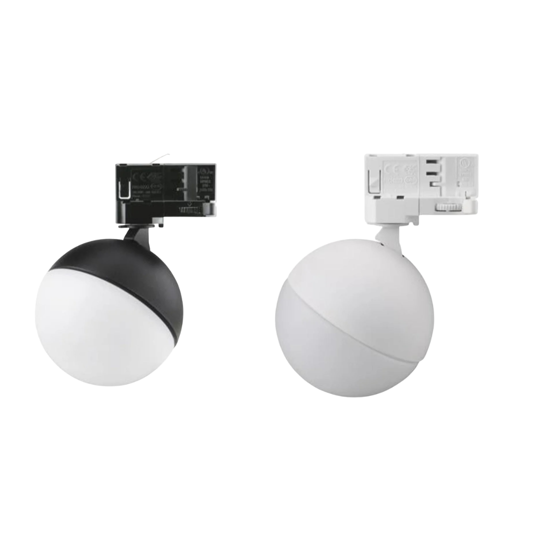 Domus MOON-TRK-OPAL - 6/9W LED 3-Circuit Power Tri-Colour Switchable Dimmable Adjustable Track Mounted Head Spot Light - Black