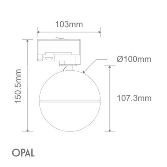 Domus MOON-TRK-OPAL - 6/9W LED 3-Circuit Power Tri-Colour Switchable Dimmable Adjustable Track Mounted Head Spot Light - Black