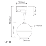 Domus MOON-TRK-PDT-SPOT - 6/9W LED Power Tri-Colour Switchable Dimmable Track Head Pendant