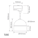 Domus MOON-TRK-PDT-TUBE - 6/9W LED Power Tri-Colour Switchable Dimmable Track Head Pendant